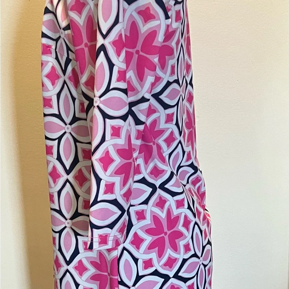 Pink and White Geometric Pattern Dress - Picture 2 of 3